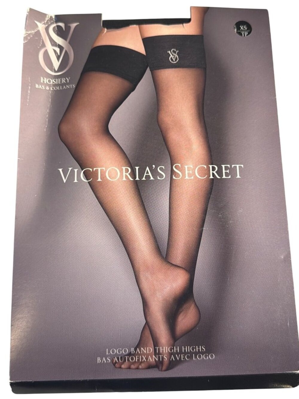 Victoria's Secret Crystal Logo Band Thigh Highs XS Hosiery NWT